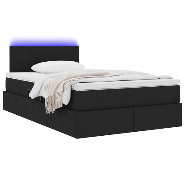 Bett mit LED-Lichtleisten Schwarz 120 x 200 cm Stoff