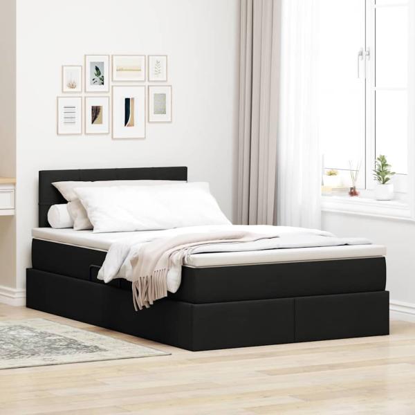 ARDEBO.de - Bett mit LED-Lichtleisten Schwarz 120 x 200 cm Stoff
