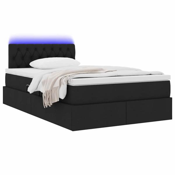 LED-Speicherbett mit Matratze Schwarz 120 x 200 cm Stoff