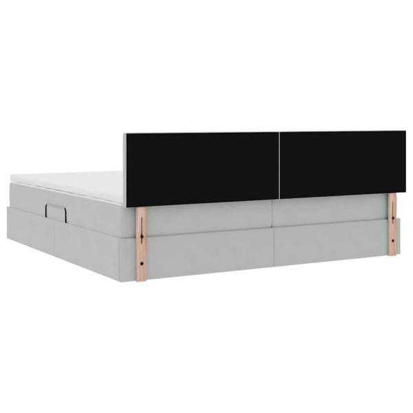 Bett mit LED-Lichtleisten Hellgrau 200 x 200 cm Samt