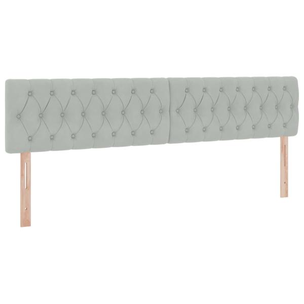 Bett mit LED-Lichtleisten Hellgrau 200 x 200 cm Samt