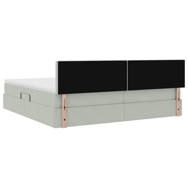 Bett mit LED-Lichtleisten Hellgrau 200 x 200 cm Samt