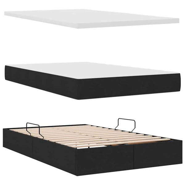 Bett mit LED-Lichtleisten Schwarz 120 x 200 cm Stoff