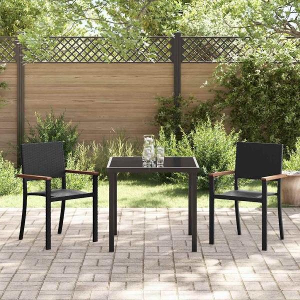 ARDEBO.de - Garten Essgruppe 3 pcs Schwarz Poly Rattan
