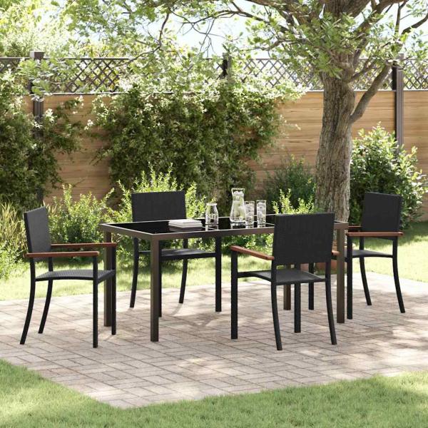 ARDEBO.de - Garten Essgruppe 5 pcs Schwarz Poly Rattan