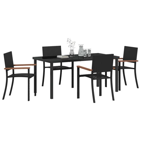 Garten Essgruppe 5 pcs Schwarz Poly Rattan