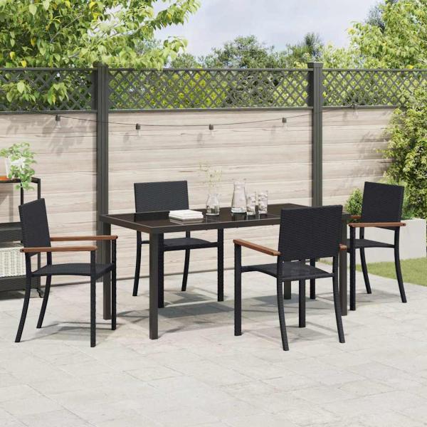 Garten Essgruppe 5 pcs Schwarz Poly Rattan