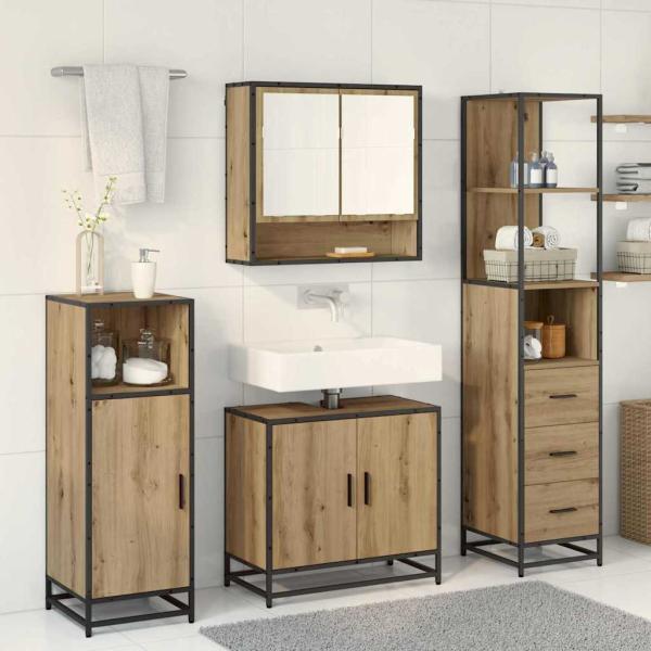Badezimmermöbel-Set mit Regal 3 pcs Artisan-Eiche Holzwerkstoff