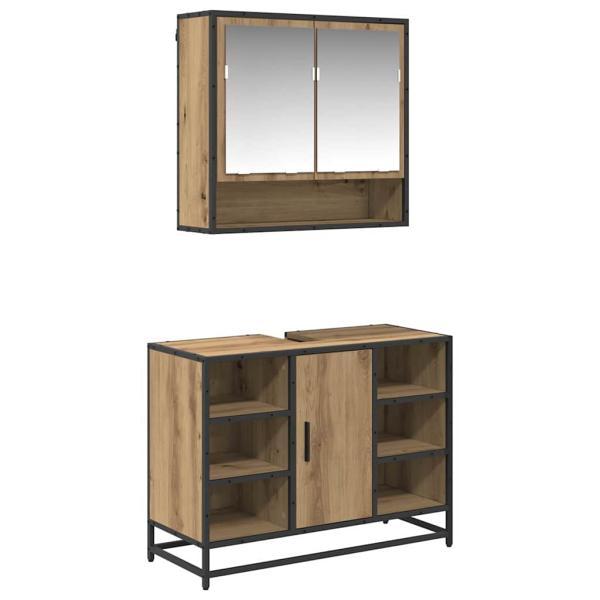 Badezimmermöbel-Set mit Regal 2 pcs Artisan-Eiche Holzwerkstoff