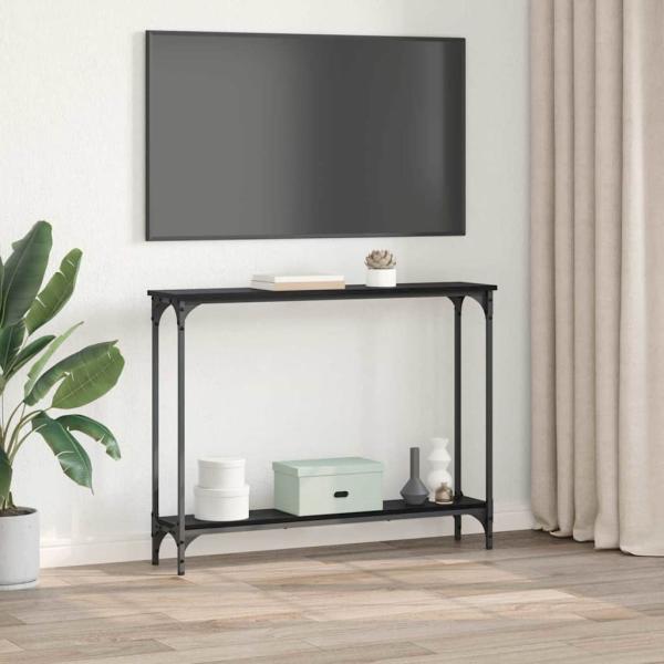 Konsolentisch mit Regal Schwarz Eichen-Optik 102 x 23 x 15.5 cm