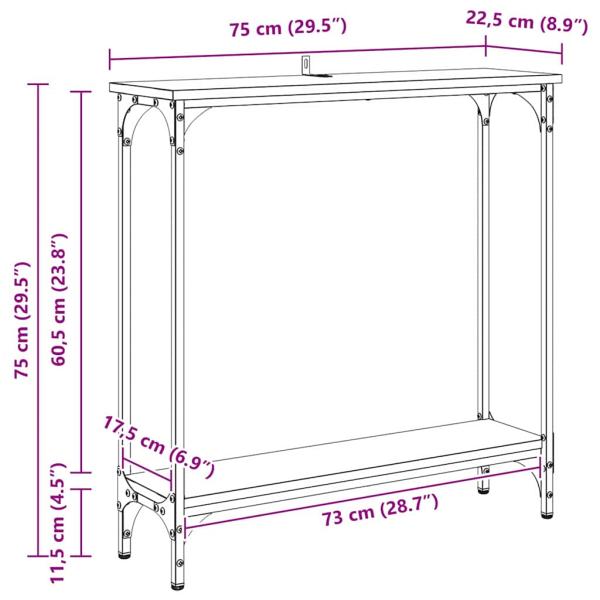 Konsolentisch mit Regal Altholz 75 x 22,5 x 75 cm Holzwerkstoff