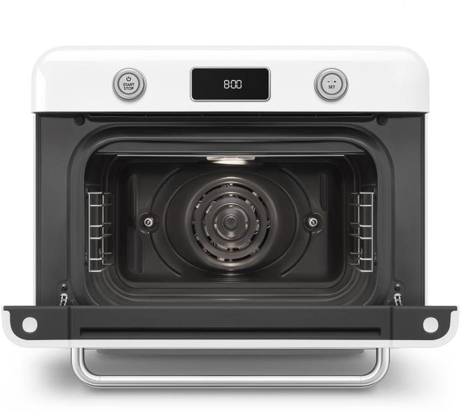 Smeg COF01WHEU 50"s Style, Kombi-Tisch-Dampfbackofen, Multifunktion, Umluft, Grill, 3 Garebenen, LCD-Display, Tank, 0,8 l, weiß