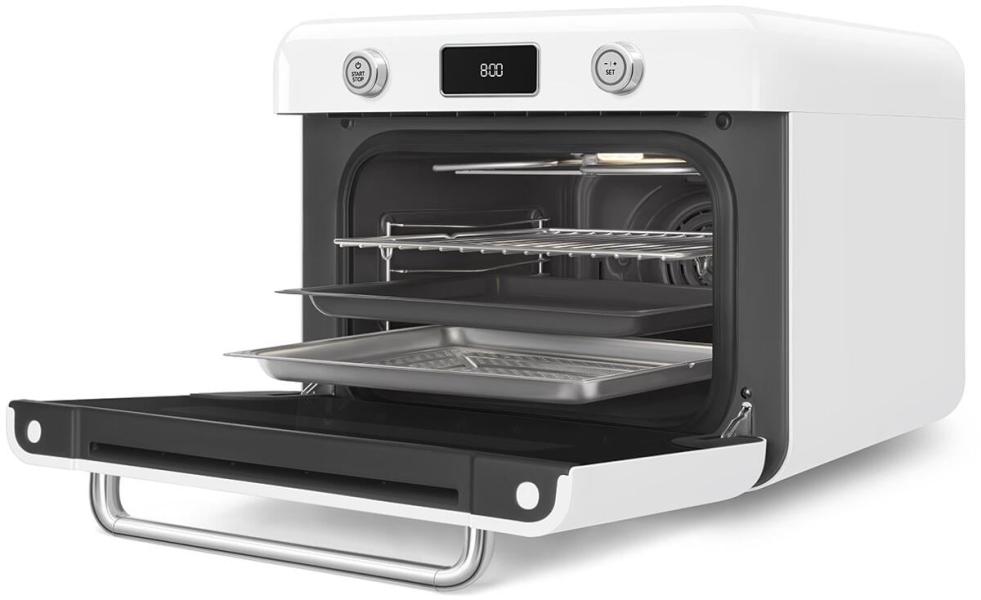 Smeg COF01WHEU 50"s Style, Kombi-Tisch-Dampfbackofen, Multifunktion, Umluft, Grill, 3 Garebenen, LCD-Display, Tank, 0,8 l, weiß