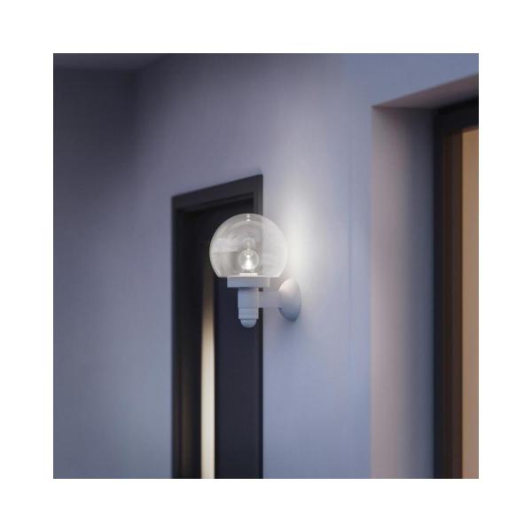 Steinel L 115 S Sensor-Außenleuchte, AP, IP44, max. 60W E27, Abdeckung aus Glas, weiß (657413)