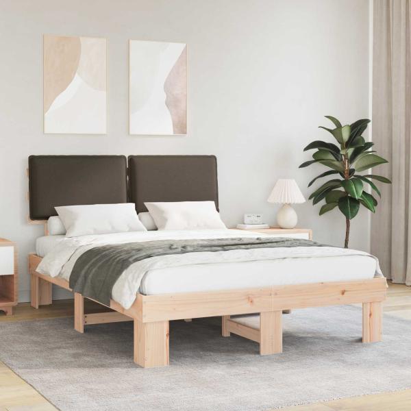 ARDEBO.de - Bettgestell mit gepolstertem Kopfteil Taupe 160 x 200 cm
