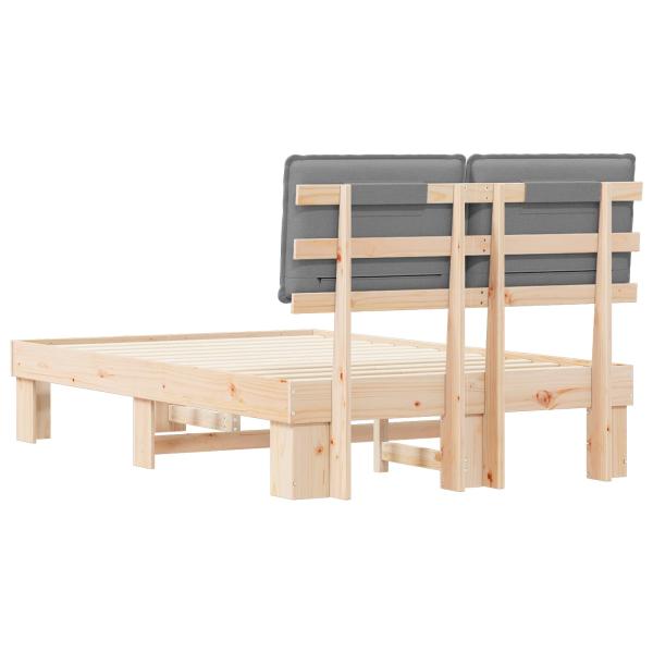 ARDEBO.de - Bettgestell mit gepolstertem Kopfteil Hellgrau 120 x 200 cm