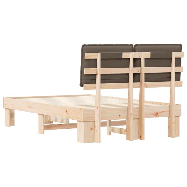ARDEBO.de - Bettgestell mit gepolstertem Kopfteil Taupe 120 x 200 cm