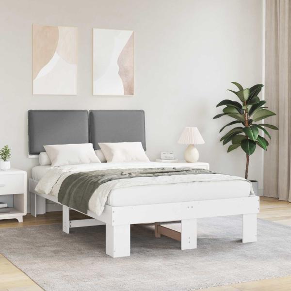 ARDEBO.de - Bettgestell mit gepolstertem Kopfteil Hellgrau 120 x 200 cm
