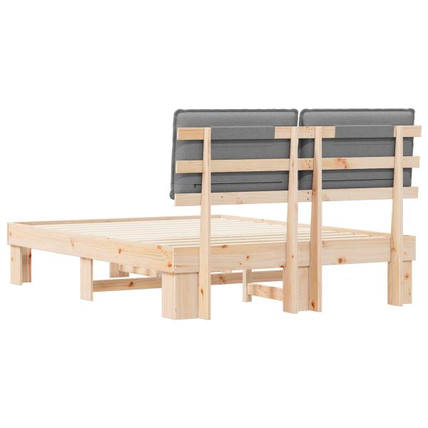 Bettgestell mit gepolstertem Kopfteil Hellgrau 140 x 190 cm
