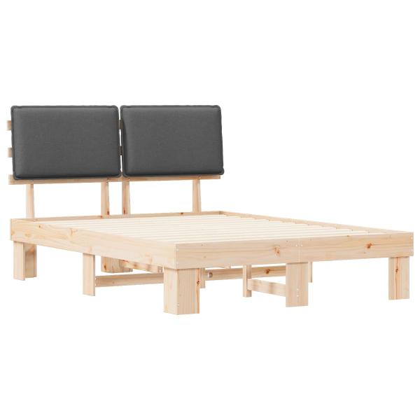 ARDEBO.de - Bettgestell mit gepolstertem Kopfteil Dunkelgrau 140 x 190 cm