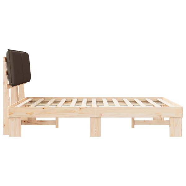 ARDEBO.de - Bettgestell mit gepolstertem Kopfteil Taupe 140 x 190 cm