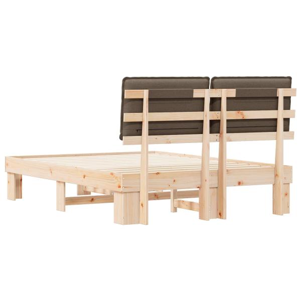 Bettgestell mit gepolstertem Kopfteil Taupe 140 x 190 cm