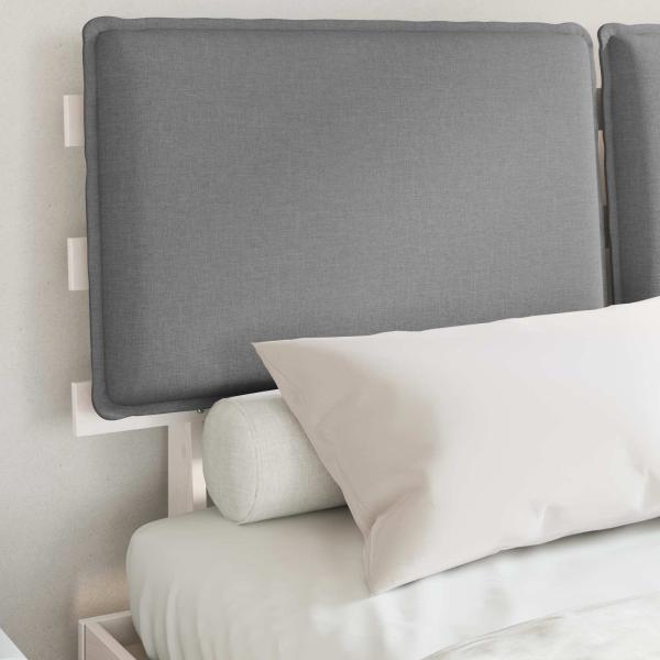 Bettgestell mit gepolstertem Kopfteil Hellgrau 135 x 190 cm