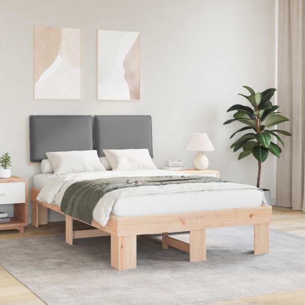 ARDEBO.de - Bettgestell mit gepolstertem Kopfteil Hellgrau 120 x 190 cm