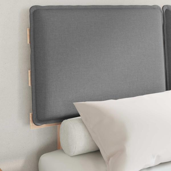 Bettgestell mit gepolstertem Kopfteil Hellgrau 120 x 190 cm