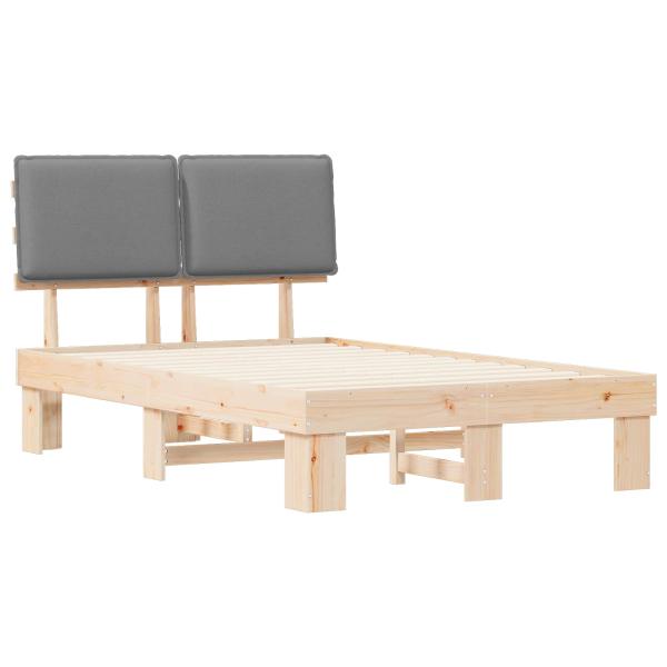 Bettgestell mit gepolstertem Kopfteil Hellgrau 120 x 190 cm