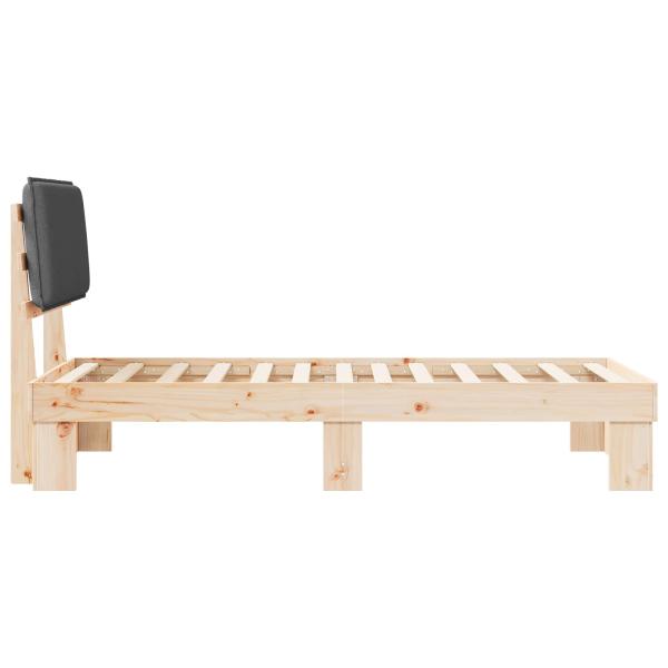ARDEBO.de - Bettgestell mit gepolstertem Kopfteil Dunkelgrau 80 x 200 cm