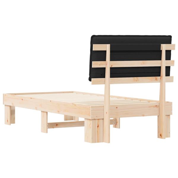 Bettgestell mit gepolstertem Kopfteil Schwarz 80 x 200 cm