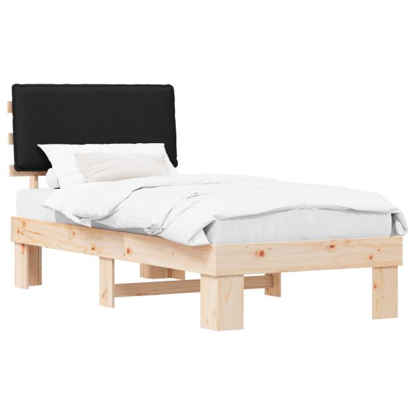 Bettgestell mit gepolstertem Kopfteil Schwarz 75 x 190 cm