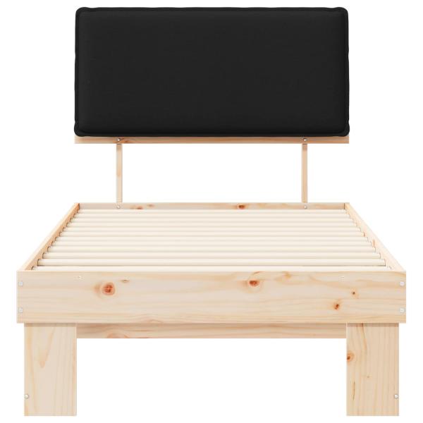 Bettgestell mit gepolstertem Kopfteil Schwarz 75 x 190 cm