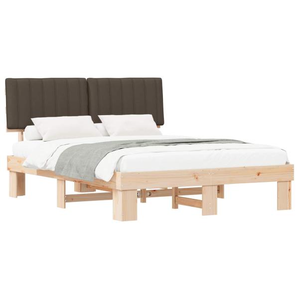 Bettgestell mit gepolstertem Kopfteil Taupe 160 x 200 cm