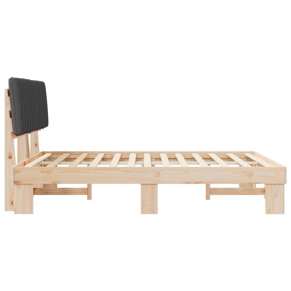 ARDEBO.de - Bettgestell mit gepolstertem Kopfteil Dunkelgrau 150 x 200 cm