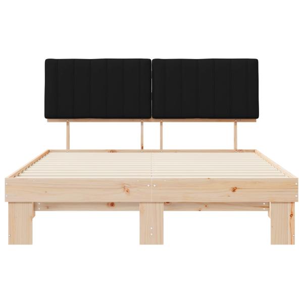 Bettgestell mit gepolstertem Kopfteil Schwarz 150 x 200 cm