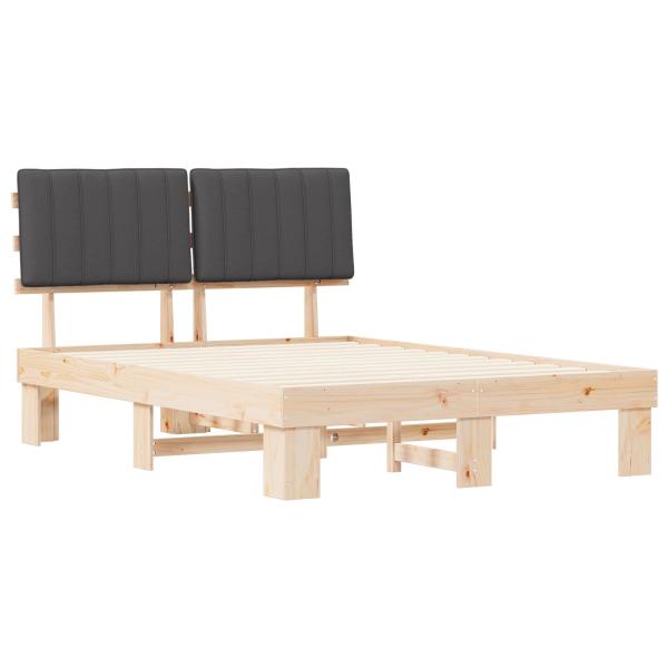 Bettgestell mit gepolstertem Kopfteil Dunkelgrau 140 x 200 cm