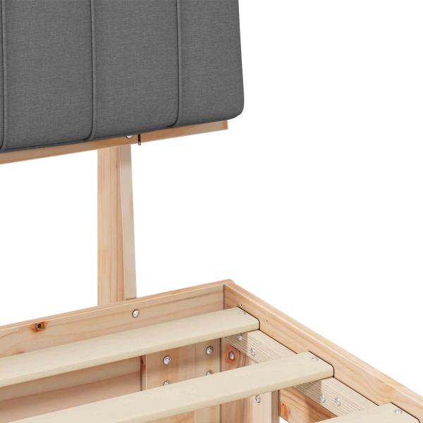 ARDEBO.de - Bettgestell mit gepolstertem Kopfteil Hellgrau 135 x 190 cm