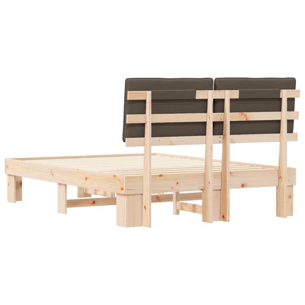 Bettgestell mit gepolstertem Kopfteil Taupe 135 x 190 cm