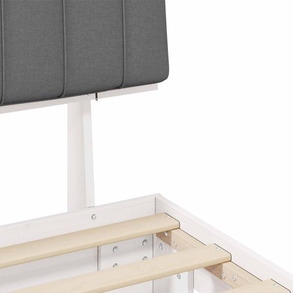 Bettgestell mit gepolstertem Kopfteil Hellgrau 135 x 190 cm