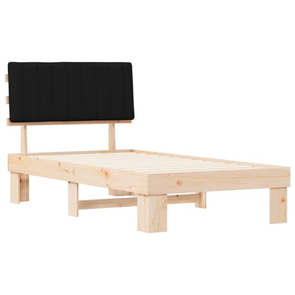 Bettgestell mit gepolstertem Kopfteil Schwarz 100 x 200 cm