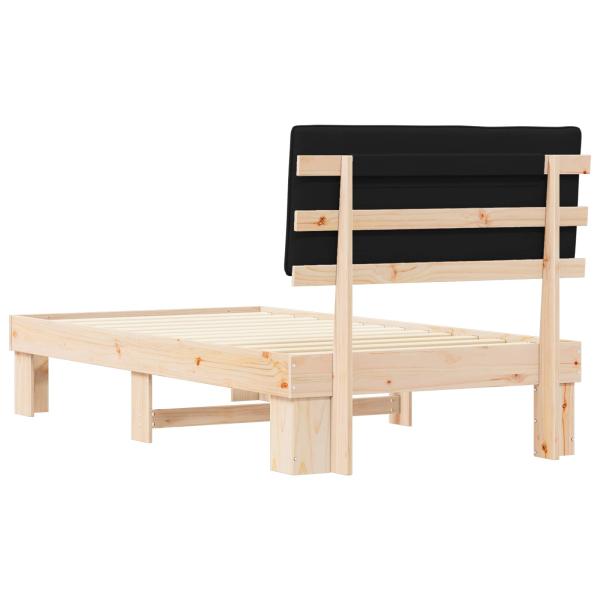 Bettgestell mit gepolstertem Kopfteil Schwarz 100 x 200 cm