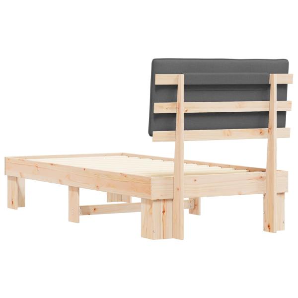 Bettgestell mit gepolstertem Kopfteil Dunkelgrau 90 x 200 cm