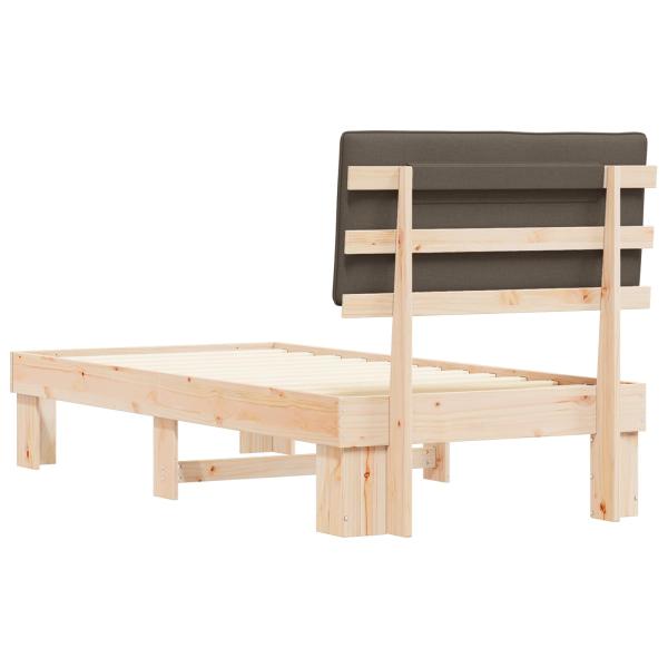 Bettgestell mit gepolstertem Kopfteil Taupe 90 x 200 cm