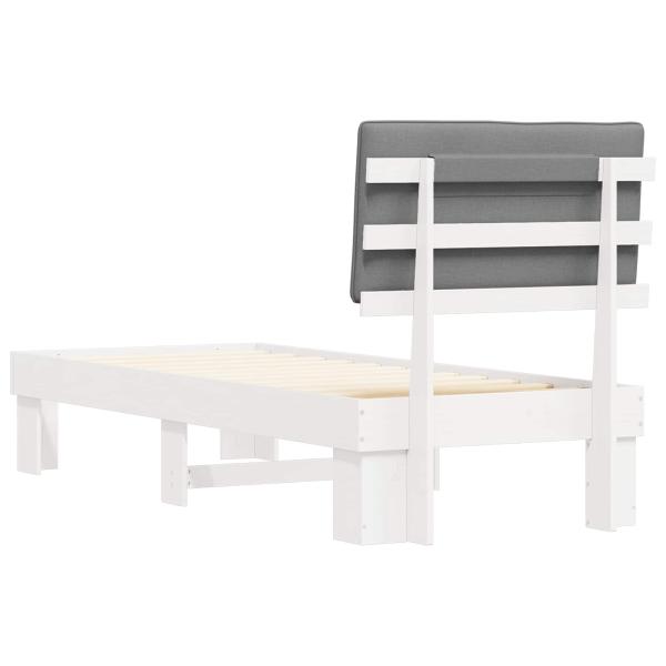 ARDEBO.de - Bettgestell mit gepolstertem Kopfteil Hellgrau 80 x 200 cm