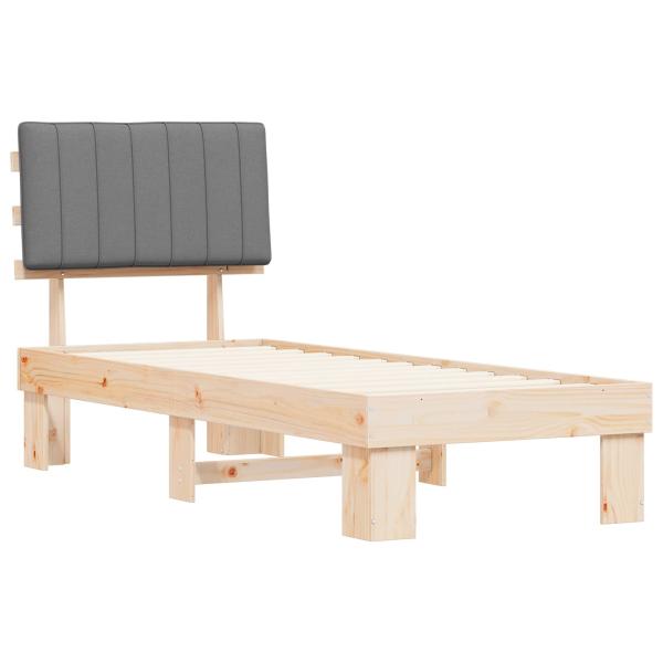 Bettgestell mit gepolstertem Kopfteil Hellgrau 75 x 190 cm