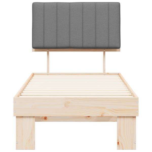 Bettgestell mit gepolstertem Kopfteil Hellgrau 75 x 190 cm