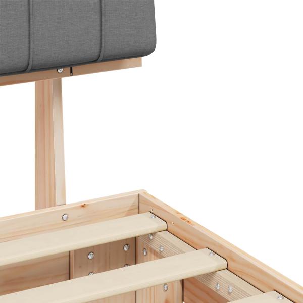 Bettgestell mit gepolstertem Kopfteil Hellgrau 75 x 190 cm