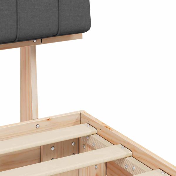 Bettgestell mit gepolstertem Kopfteil Dunkelgrau 75 x 190 cm